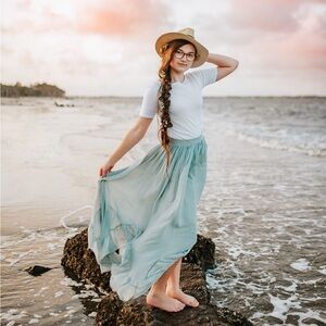 Joyfolie dusty blue maxi skirt size 14